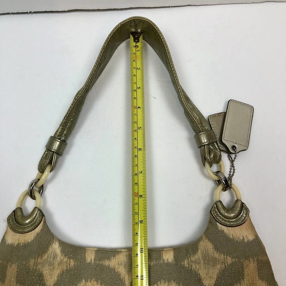 COACH HANDBAG PURSE KRISTIN IKAT OP ART SIGNATURE HOBO 17083 GRAY SHIMMER - Picture 15 of 15